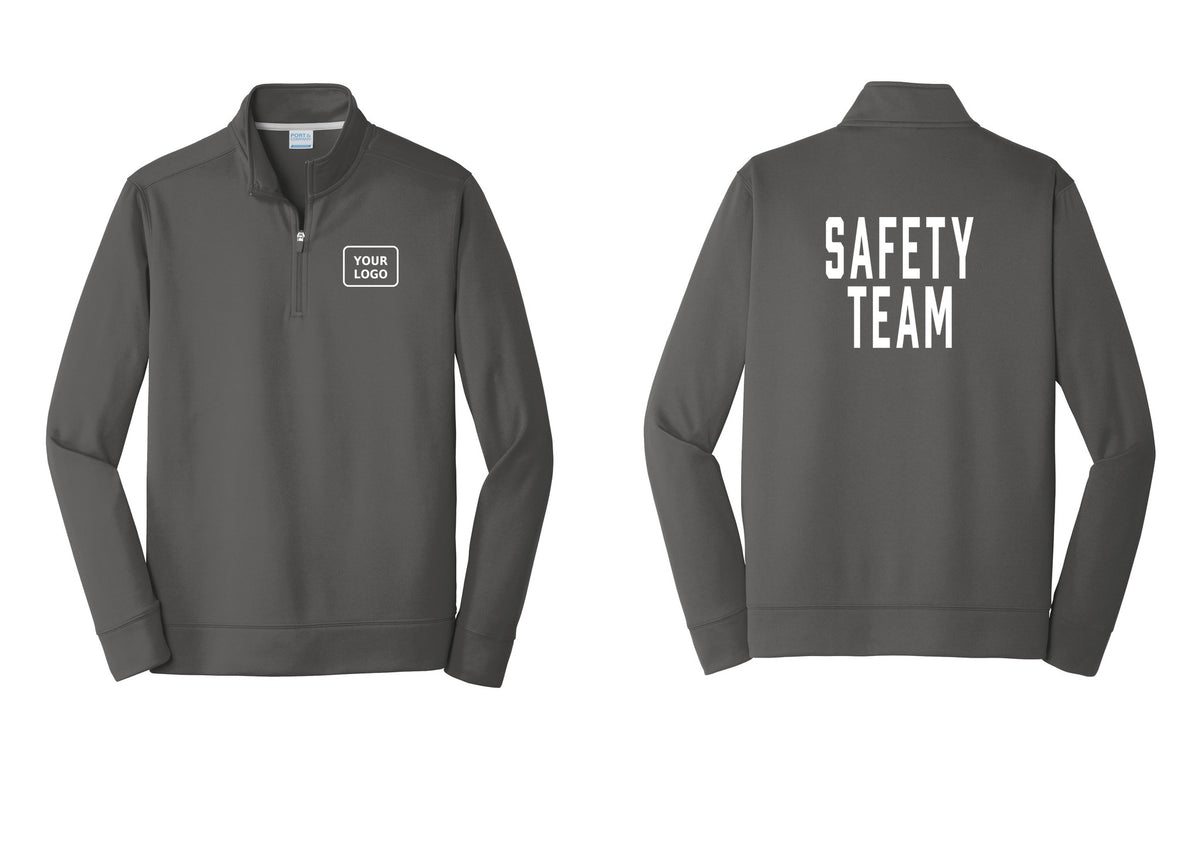 NYC Factory Custom Logo Safety Team Performance Fleece 1/4-Zip Pullover Sweatshirt (Classic) - Your Logo + Back - Charcoal
