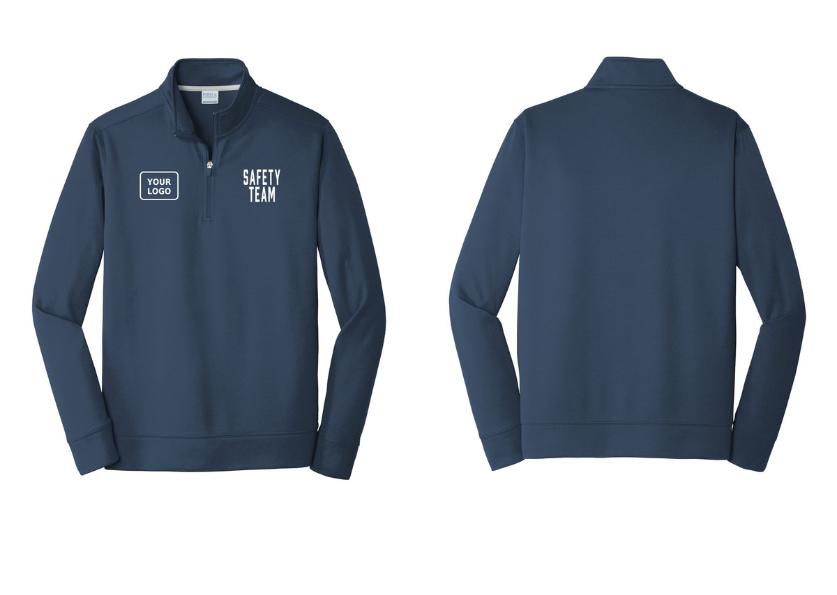 NYC Factory Custom Logo Safety Team Performance Fleece 1/4-Zip Pullover Sweatshirt (Classic) - SAFETY TEAM + Your Logo - Navy