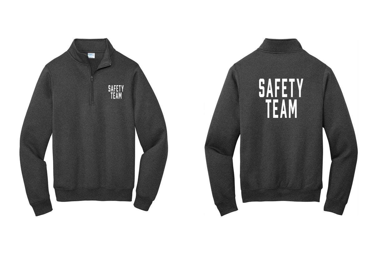 NYC Factory Safety Team Cotton Fleece 1/4-Zip Pullover Sweatshirt (Classic) - Chest + Back - Dark Heather Grey
