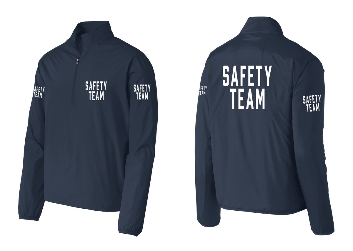 NYC Factory Safety Team Windbreaker 1/2-Zip Pullover (Classic) - Chest + Back + Safety Team Sleeves - Dress Blue Navy