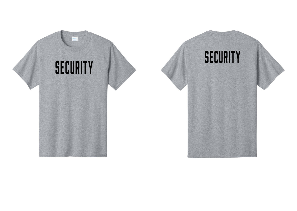 NYC Factory Unisex Security Black T-Shirt - Front + Back - Athletic Heather