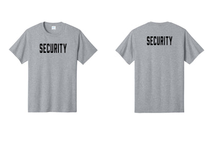 NYC Factory Unisex Security Black T-Shirt - Front + Back - Athletic Heather