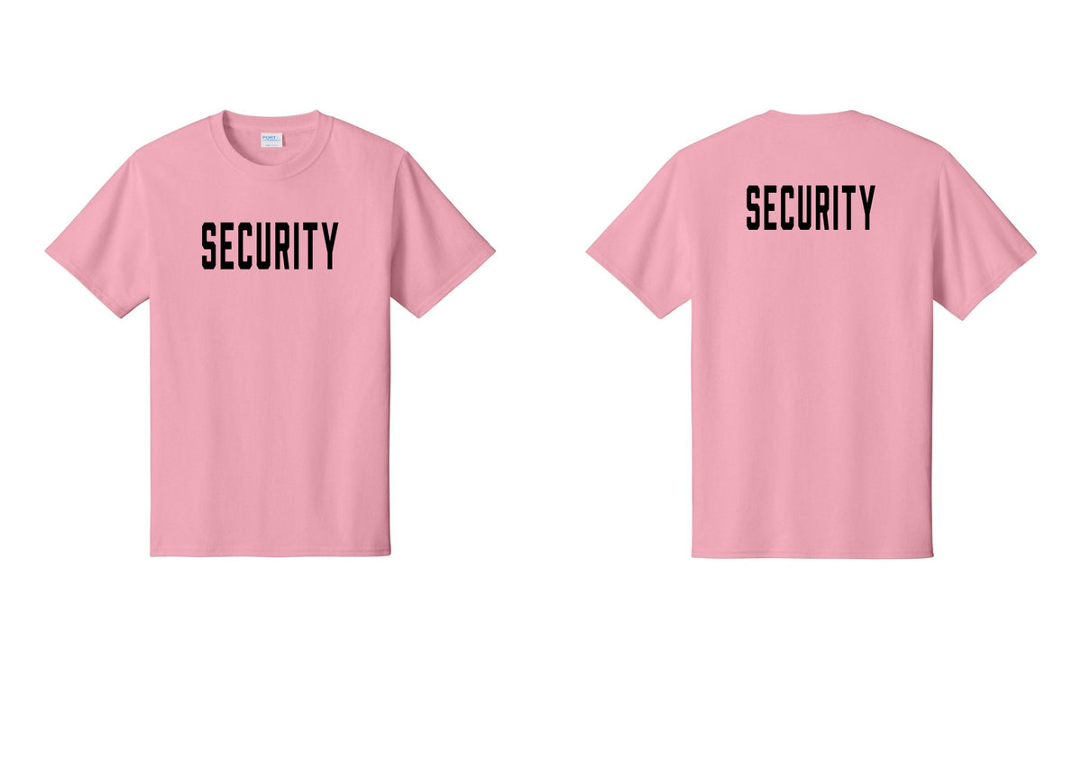 NYC Factory Unisex Security Black T-Shirt - Front + Back - Candy Pink