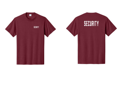 NYC Factory Unisex Security Black T-Shirt - Chest + Back - Cardinal