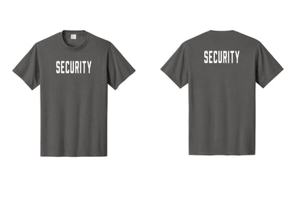 NYC Factory Security T-Shirt, Condensed Lettering - Front + Back - Charcoal