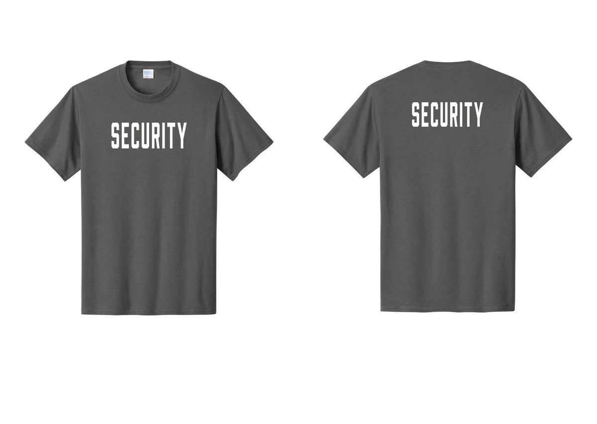 NYC Factory Unisex Security Black T-Shirt - Front + Back - Charcoal