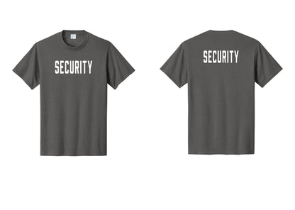 NYC Factory Unisex Security Black T-Shirt - Front + Back - Charcoal