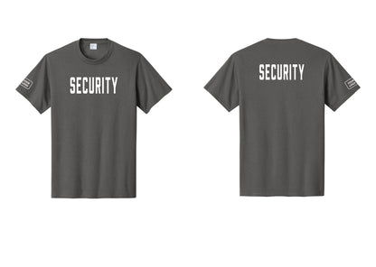 NYC Factory Unisex Security Custom Logo Black T-Shirt - Front + Back + Your Logo Sleeve - Charcoal