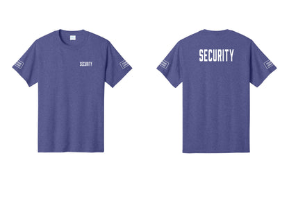NYC Factory Unisex Security Custom Logo Black T-Shirt - Chest + Back + Your Logo Sleeves - Heather Purple