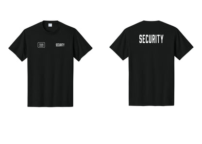 NYC Factory Unisex Security Custom Logo Black T-Shirt - SECURITY + Your Logo + Back - Black