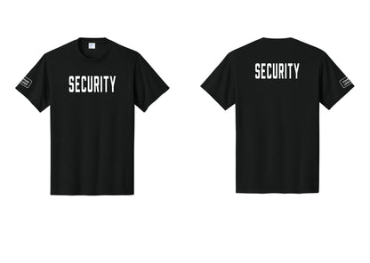 NYC Factory Unisex Security Custom Logo Black T-Shirt - Front + Back + Your Logo Sleeve - Black