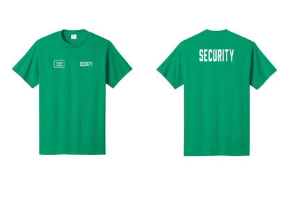 NYC Factory Unisex Security Custom Logo Black T-Shirt - SECURITY + Your Logo + Back - Kelly
