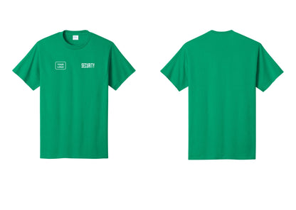 NYC Factory Custom Logo Security T-Shirt, Condensed Lettering - SECURITY + Your Logo - Kelly