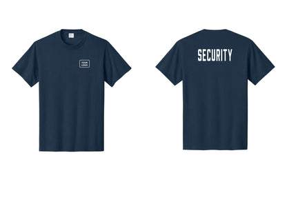 NYC Factory Unisex Security Custom Logo Black T-Shirt - Your Logo + Back - Navy