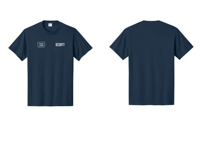 NYC Factory Custom Logo Security T-Shirt, Condensed Lettering - SECURITY + Your Logo - Navy