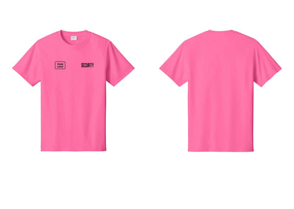 NYC Factory Unisex Security Custom Logo Black T-Shirt - SECURITY + Your Logo - Neon Pink