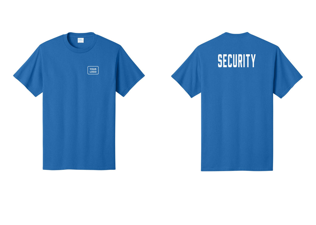 NYC Factory Unisex Security Custom Logo Black T-Shirt - Your Logo + Back - Royal
