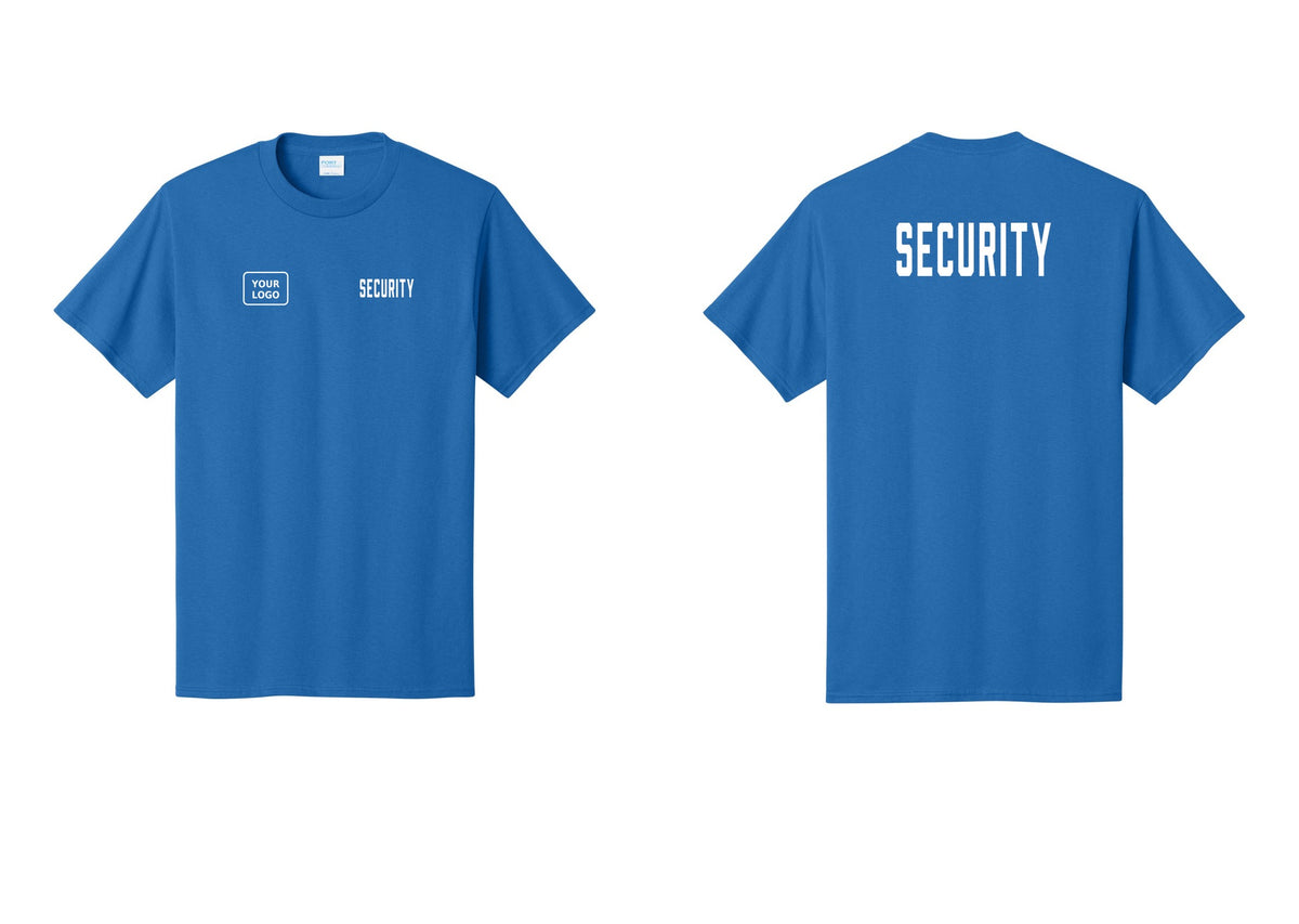 NYC Factory Unisex Security Custom Logo Black T-Shirt - SECURITY + Your Logo + Back - Royal