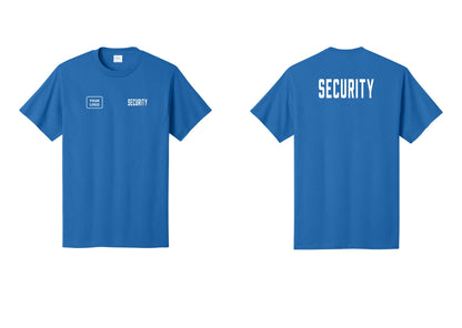 NYC Factory Unisex Security Custom Logo Black T-Shirt - SECURITY + Your Logo + Back - Royal