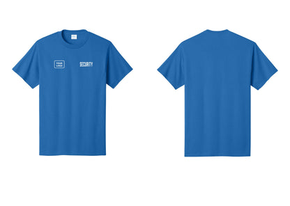 NYC Factory Custom Logo Security T-Shirt, Condensed Lettering - SECURITY + Your Logo - Royal
