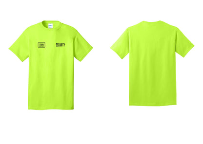 NYC Factory Custom Logo Security T-Shirt, Condensed Lettering - SECURITY + Your Logo - Safety Green