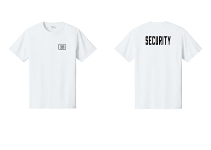 NYC Factory Unisex Security Custom Logo Black T-Shirt - Your Logo + Back - White