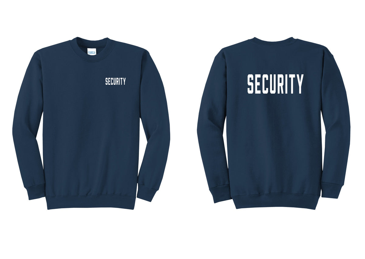 NYC Factory Security Cotton Fleece Crewneck Sweatshirt (Classic) - Chest + Back - Navy