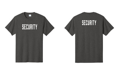 NYC Factory Unisex Security Black T-Shirt - Front + Back - Dark Heather Grey