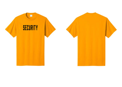 NYC Factory Security T-Shirt, Condensed Lettering - Front Only - Gold