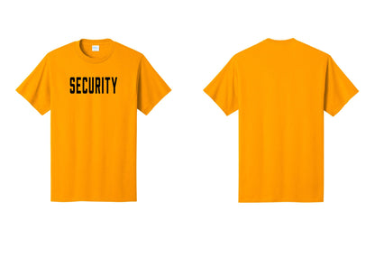 NYC Factory Unisex Security Black T-Shirt - Front Only - Gold