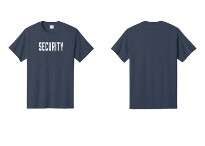 NYC Factory Security T-Shirt, Condensed Lettering - Front Only - Heather Navy