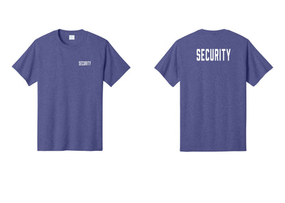 NYC Factory Unisex Security Black T-Shirt - Chest + Back - Heather Purple
