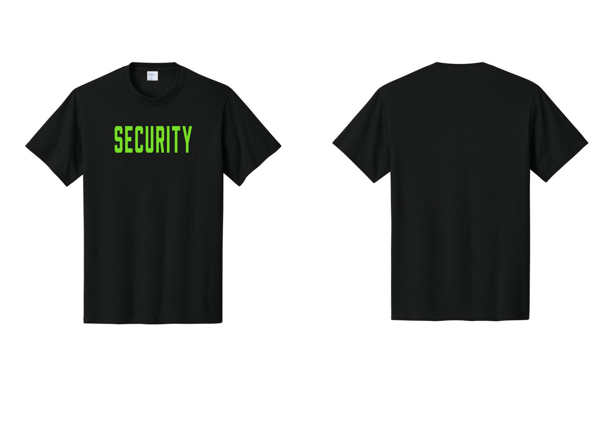 NYC Factory Unisex Security Black T-Shirt - Front Only - Black / Neon