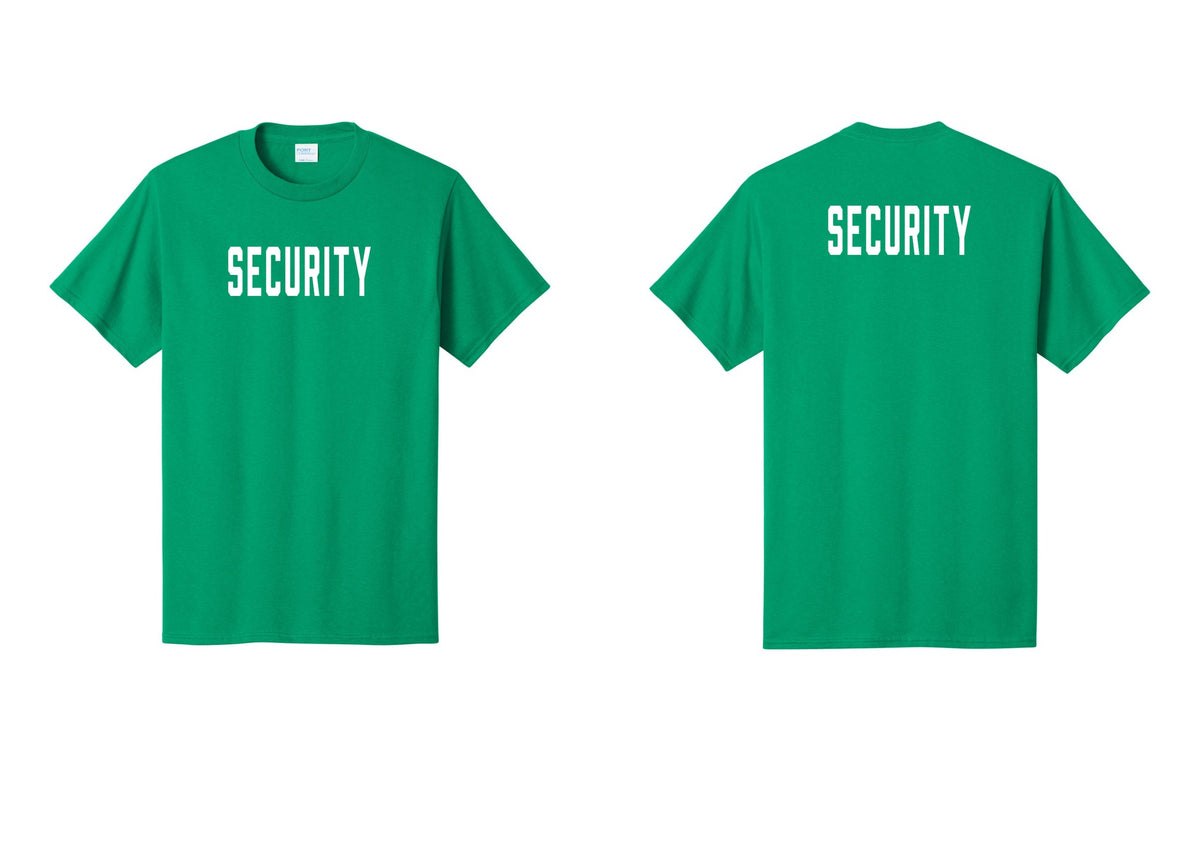 NYC Factory Security T-Shirt, Condensed Lettering - Front + Back - Kelly