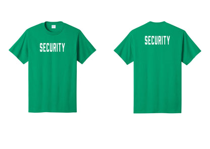 NYC Factory Security T-Shirt, Condensed Lettering - Front + Back - Kelly