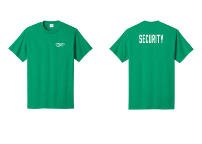NYC Factory Security T-Shirt, Condensed Lettering - Chest + Back - Kelly