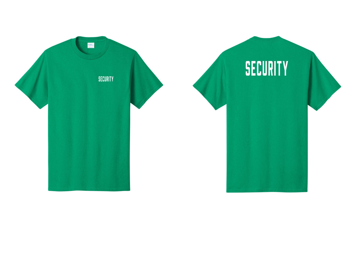 NYC Factory Unisex Security Black T-Shirt - Chest + Back - Kelly
