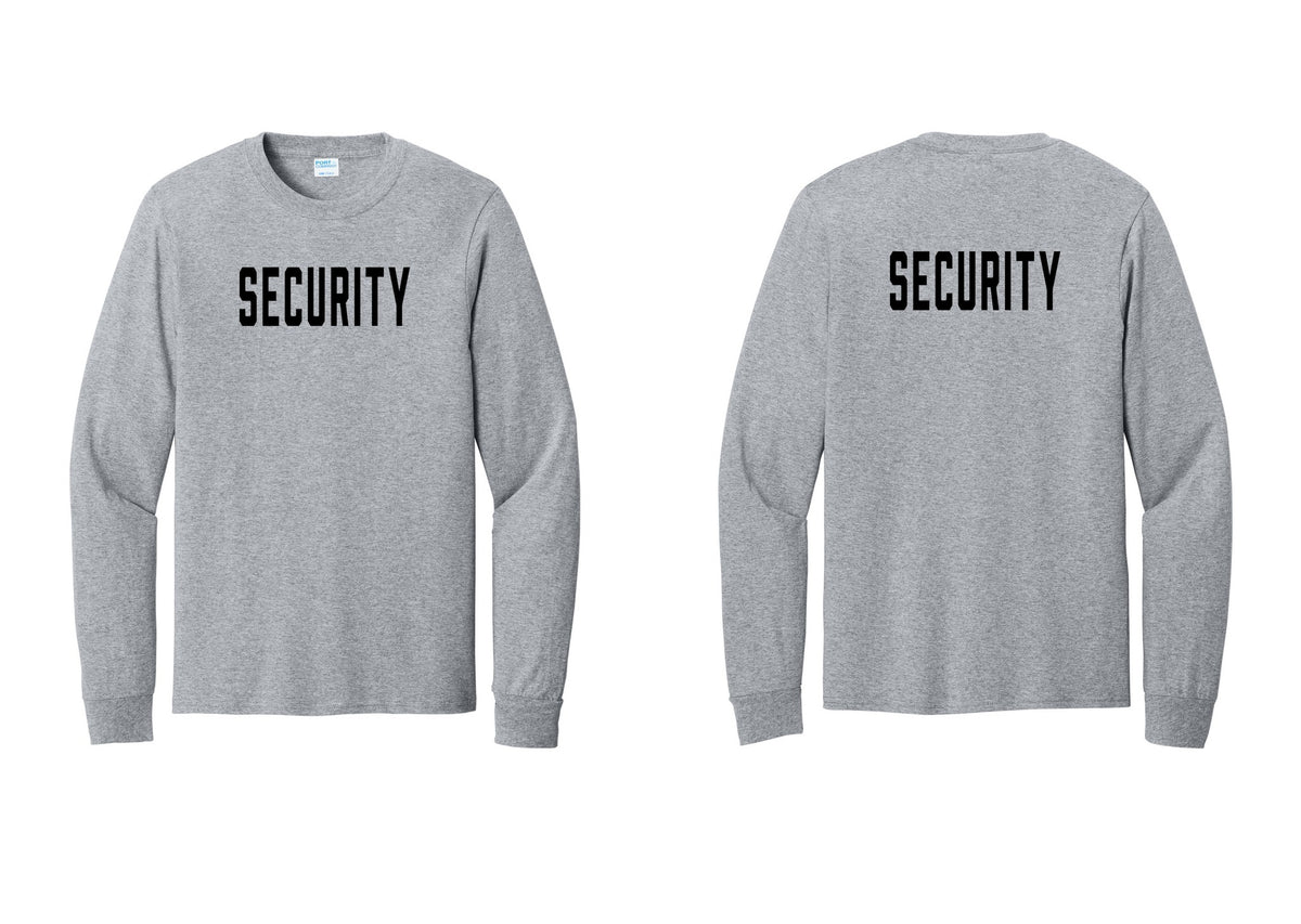 NYC Factory Security Cotton Long Sleeve T-Shirt (Classic) - Front + Back - Athletic Heather