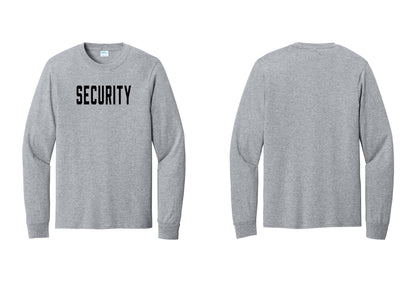 NYC Factory Security Cotton Long Sleeve T-Shirt (Classic) - Front Only - Athletic Heather