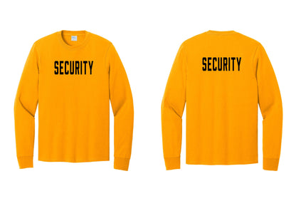 NYC Factory Security Cotton Long Sleeve T-Shirt (Classic) - Front + Back - Gold