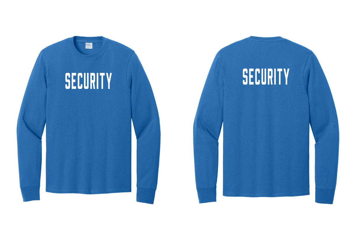 NYC Factory Security Cotton Long Sleeve T-Shirt (Classic) - Front + Back - Royal