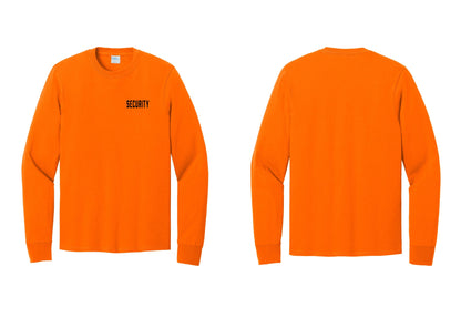 NYC Factory Security Cotton Long Sleeve T-Shirt (Classic) - Chest Only - Safety Orange