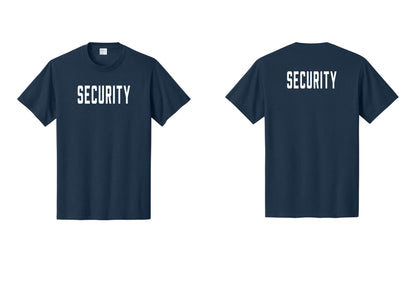 NYC Factory Unisex Security Black T-Shirt - Front + Back - Navy