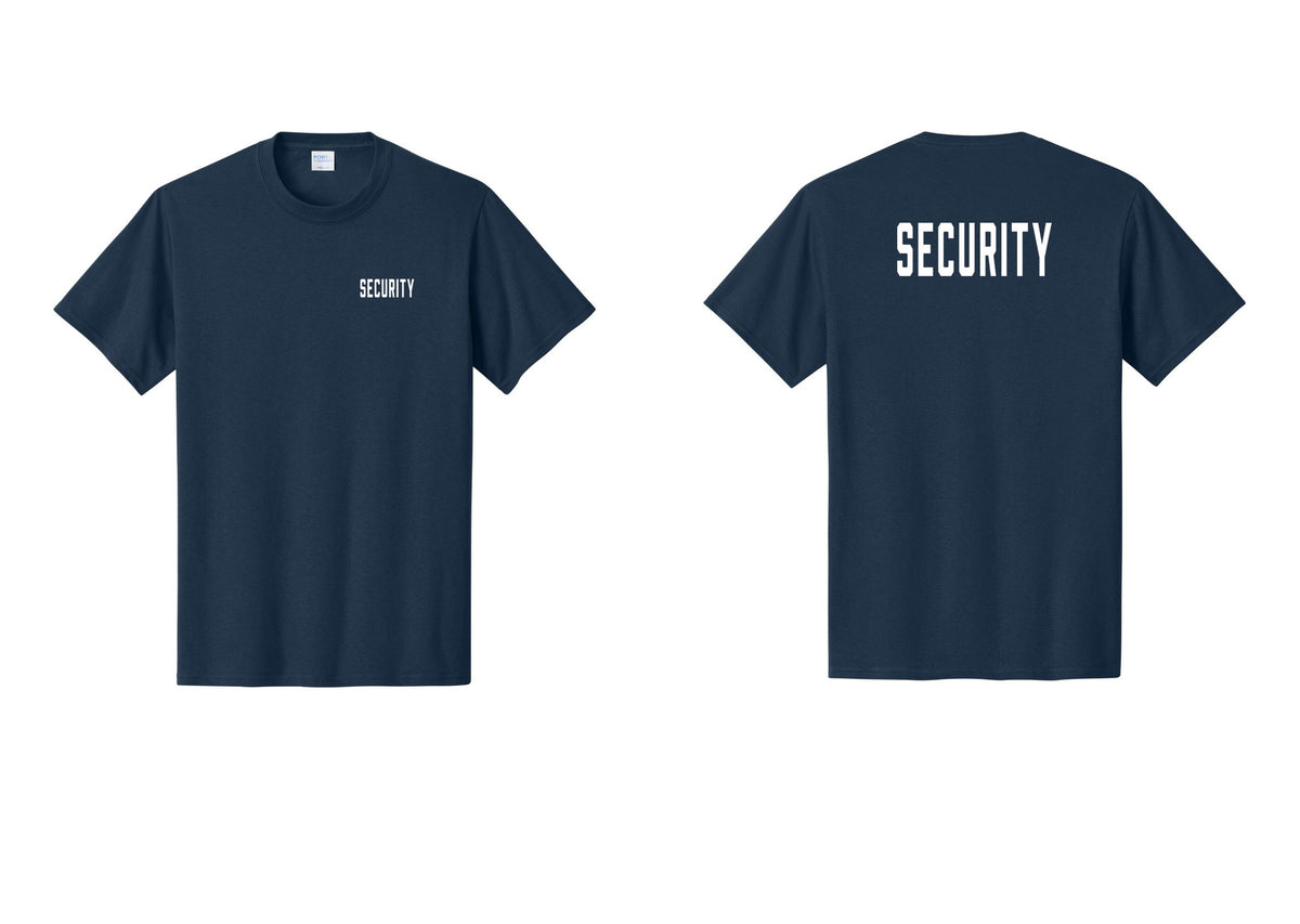 NYC Factory Unisex Security Black T-Shirt - Chest + Back - Navy