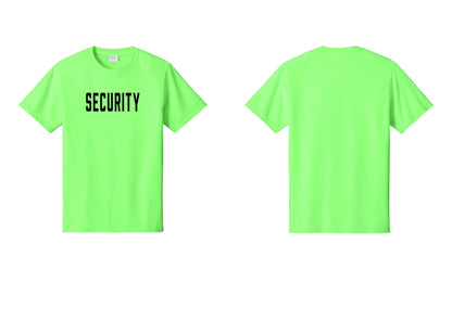 NYC Factory Security T-Shirt, Condensed Lettering - Front Only - Neon Green