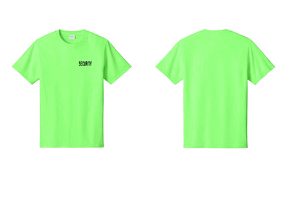NYC Factory Security T-Shirt, Condensed Lettering - Chest Only - Neon Green