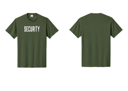 NYC Factory Security T-Shirt, Condensed Lettering - Front Only - Olive
