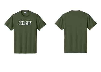 NYC Factory Unisex Security Black T-Shirt - Front Only - Olive