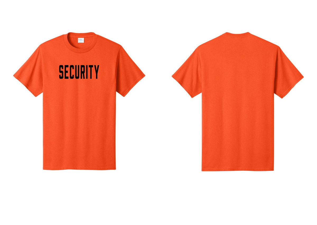 NYC Factory Unisex Security Black T-Shirt - Front Only - Orange