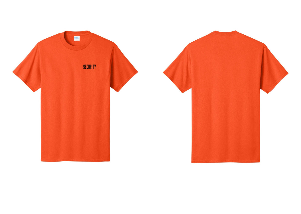 NYC Factory Unisex Security Black T-Shirt - Chest Only - Orange